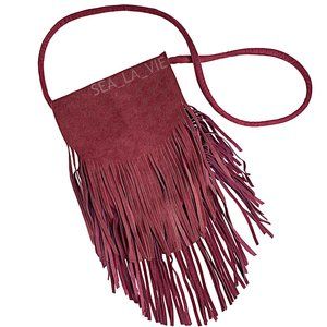 Street Level Vegan Suede Fringed Crossbody